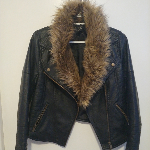 Love Tree Fur Faux Leather Jacket - Picture 1 of 5